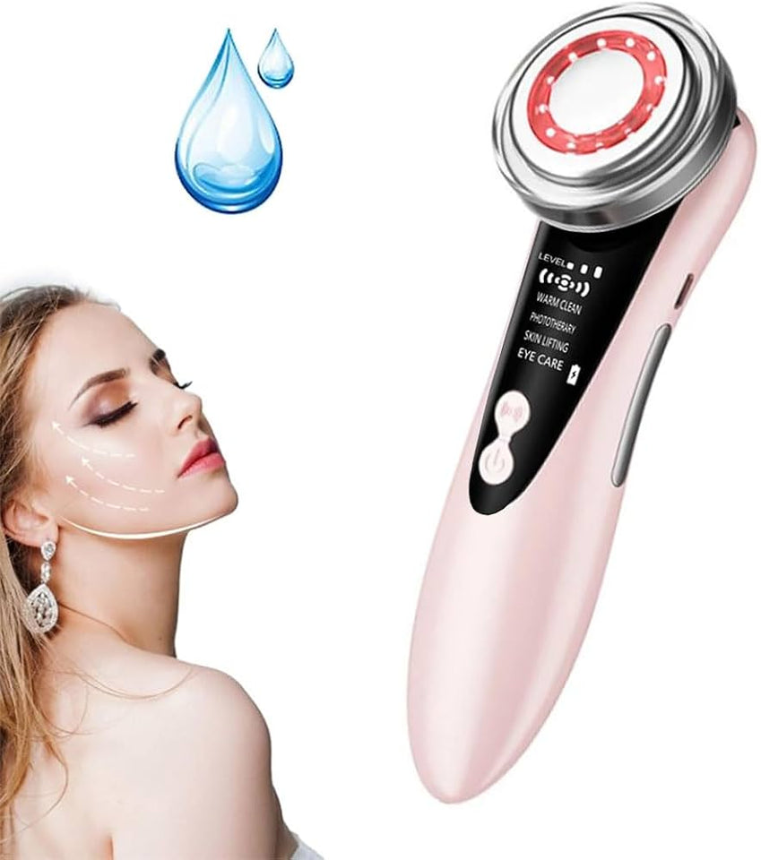 Masajeador facial con frío y calor antiarrugas rosa