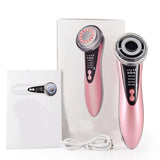 Masajeador facial con frío y calor antiarrugas rosa